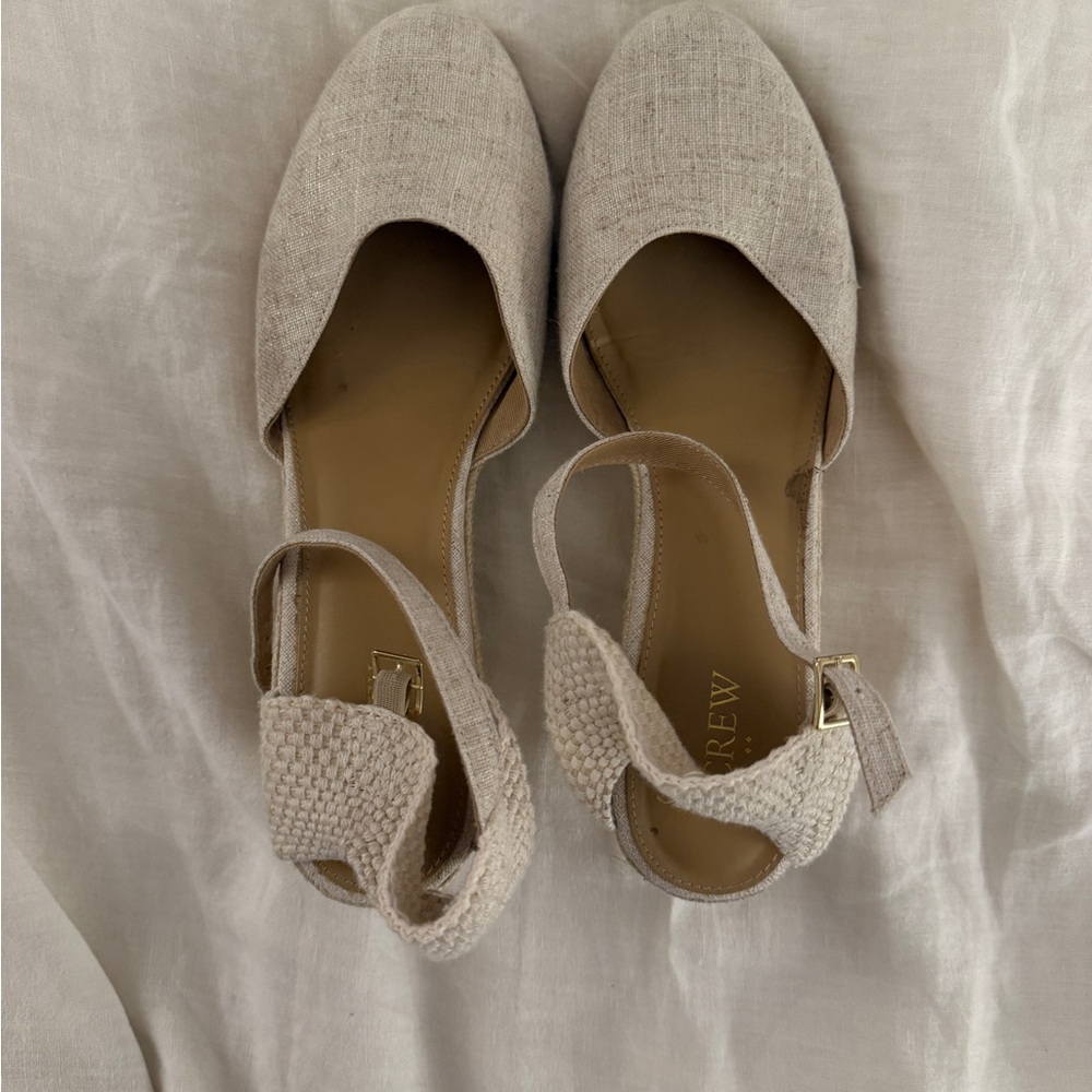 J. Crew Women's Cream Wedges with Textured Strap